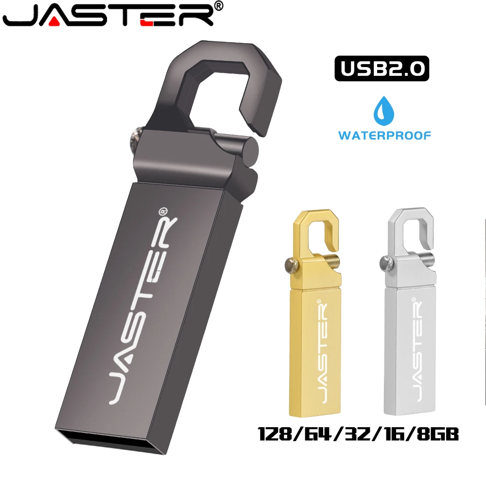 JASTER Aukso Muzikos Memory Stick USB 2.0 Sidabrinė Metalo Karabinai Flash Drive Nemokamai Logotipą Pen Drive 4GB 8GB 16GB 32GB 64GB