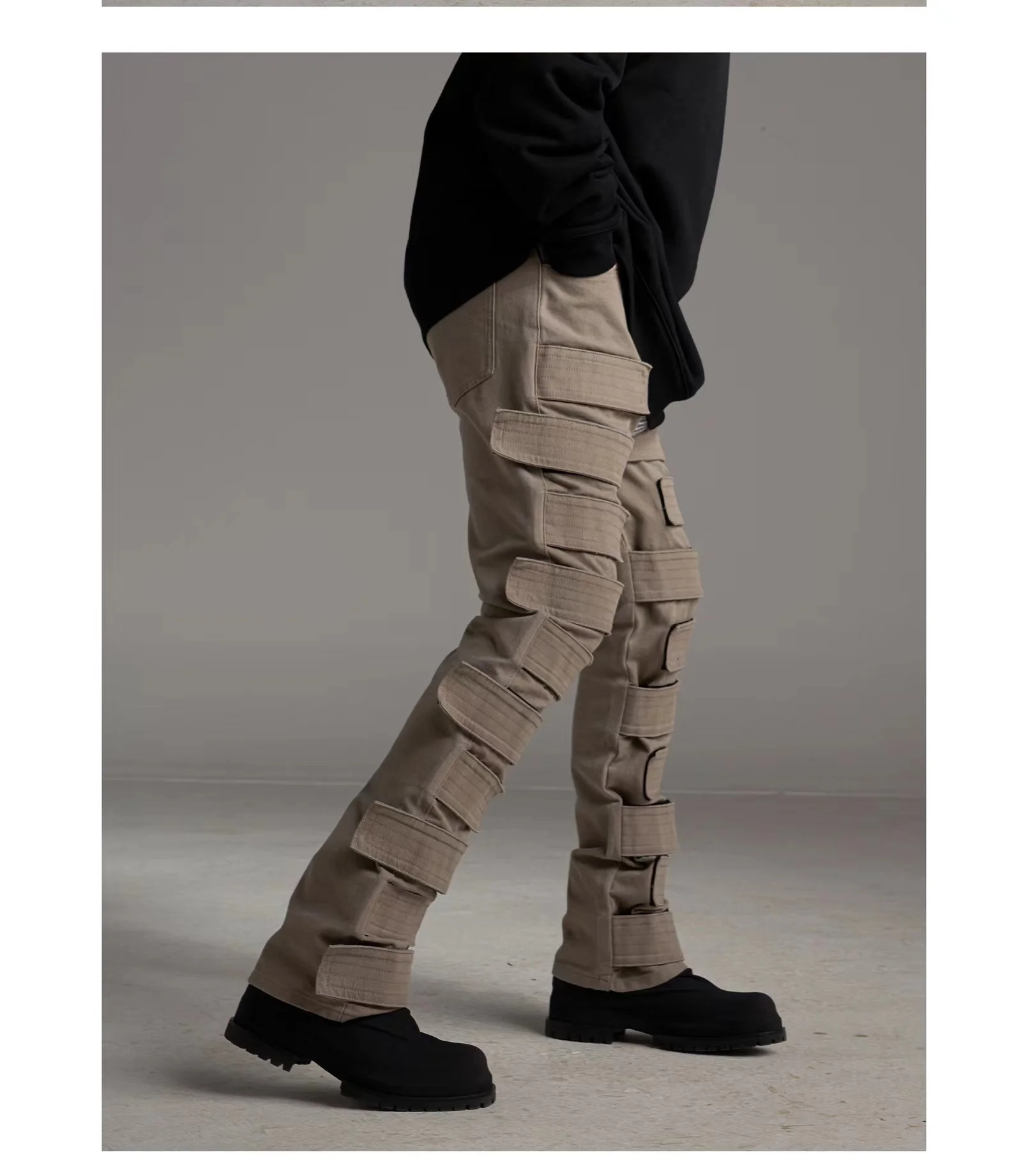 Pavasarį, Rudenį Naujas Vyrų Multi Dirželis Reguliuojamas Krovinių Kelnės Derliaus Medvilnės Drobės Streetwear Tiesiai Flare Kelnės