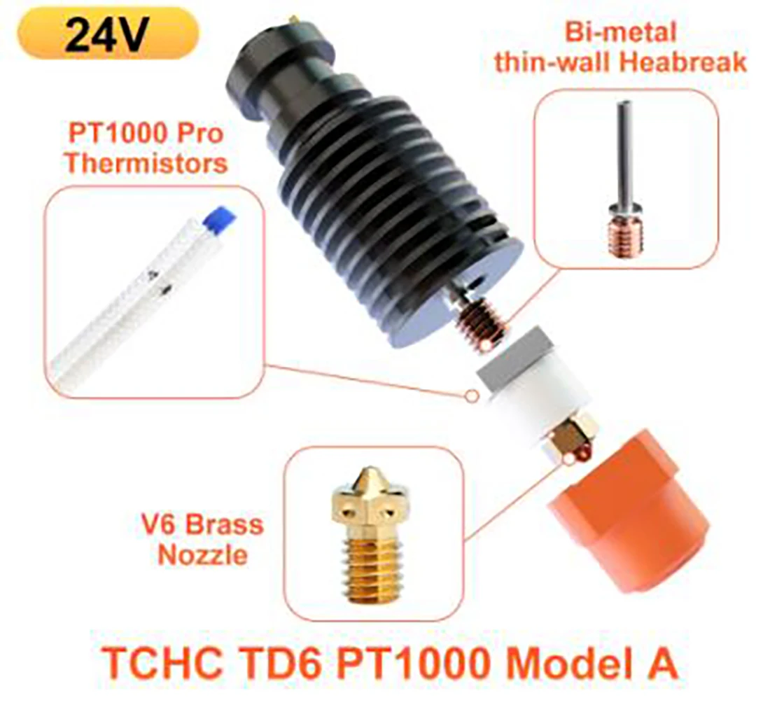 TCHC TD6 PT1000 Hotend Built-in PT1000 Thermistor Už CHC TD6 V6 HOTEND DDE DDB Tiesiogine Pavara arba Išvyniojamų DDB EXTRDUER