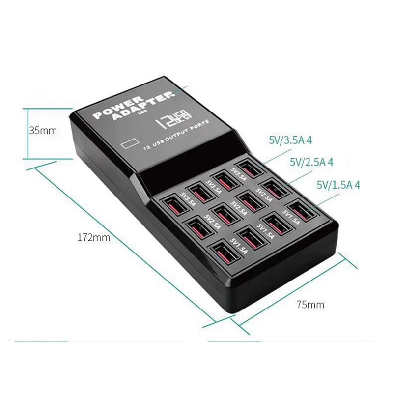 Mobiliųjų Telefonų Kroviklį 60W 10-Ports USB Įkrovimo Stotis Kelis Prietaisus, išmanųjį Telefoną, Tabletės, JAV Plug